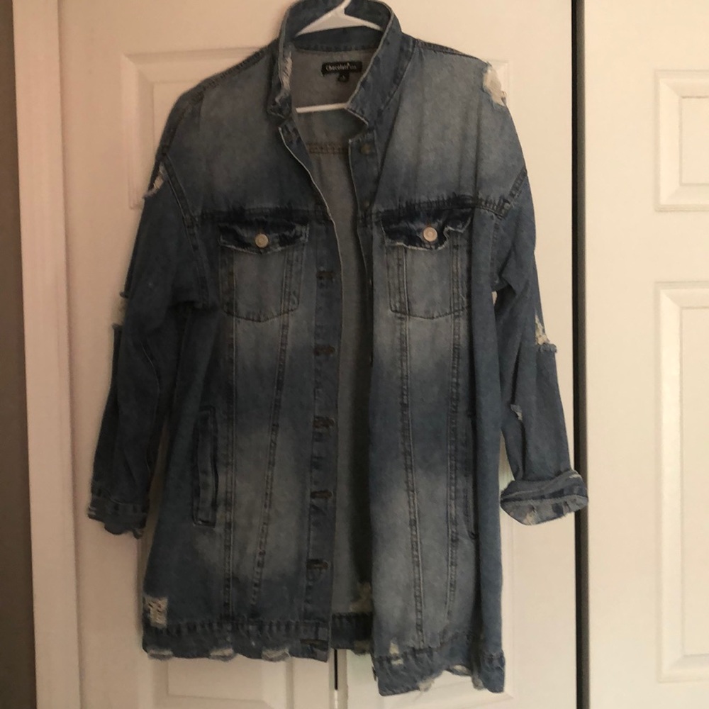 oversized distressed jean jacket